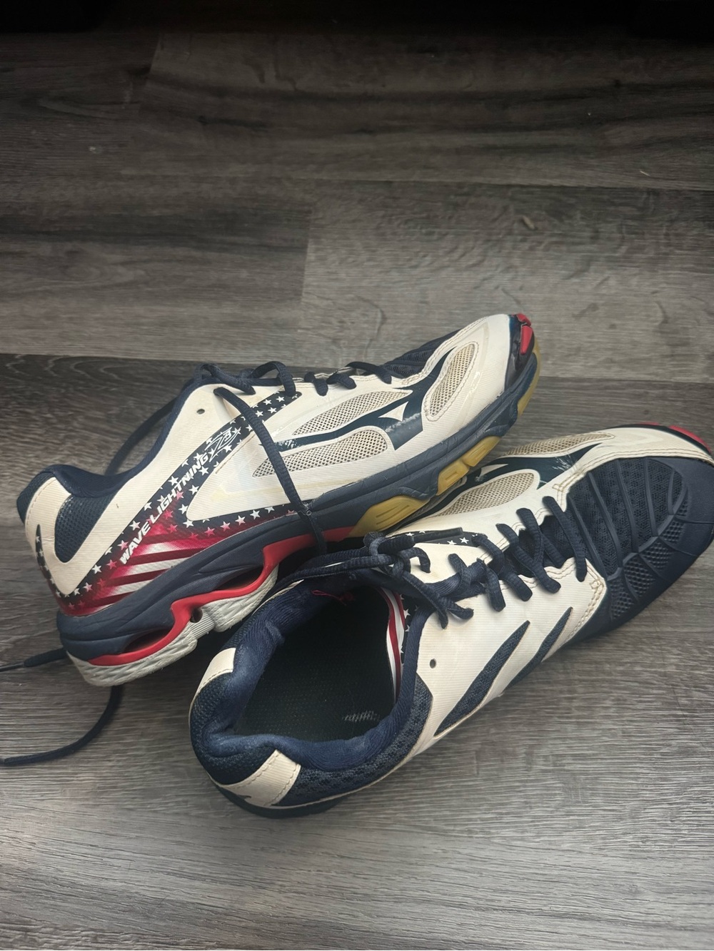 Womens Athletic Volleyball Sneakers - Navy, White & Red